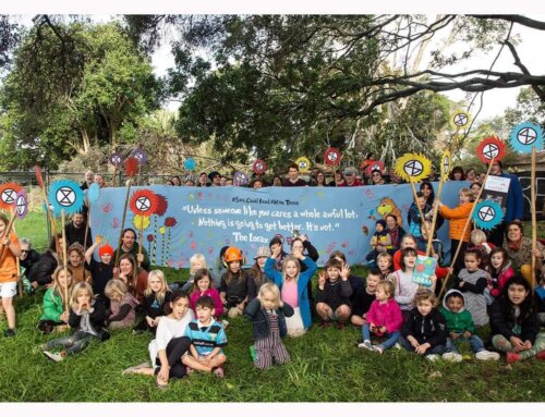 Kids protest tree felling, celebrate one month occupation